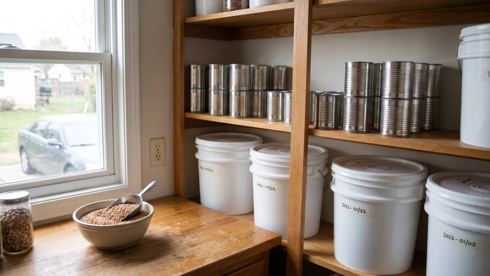 Bulk food storage: wheat, rice, beans, dry milk compared for US households